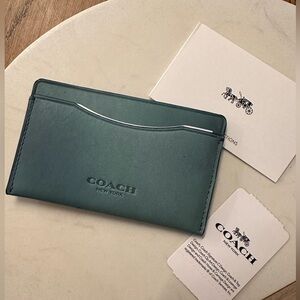 NWT! NEW! Coach Denim Blue Smooth Leather Card Holder Men